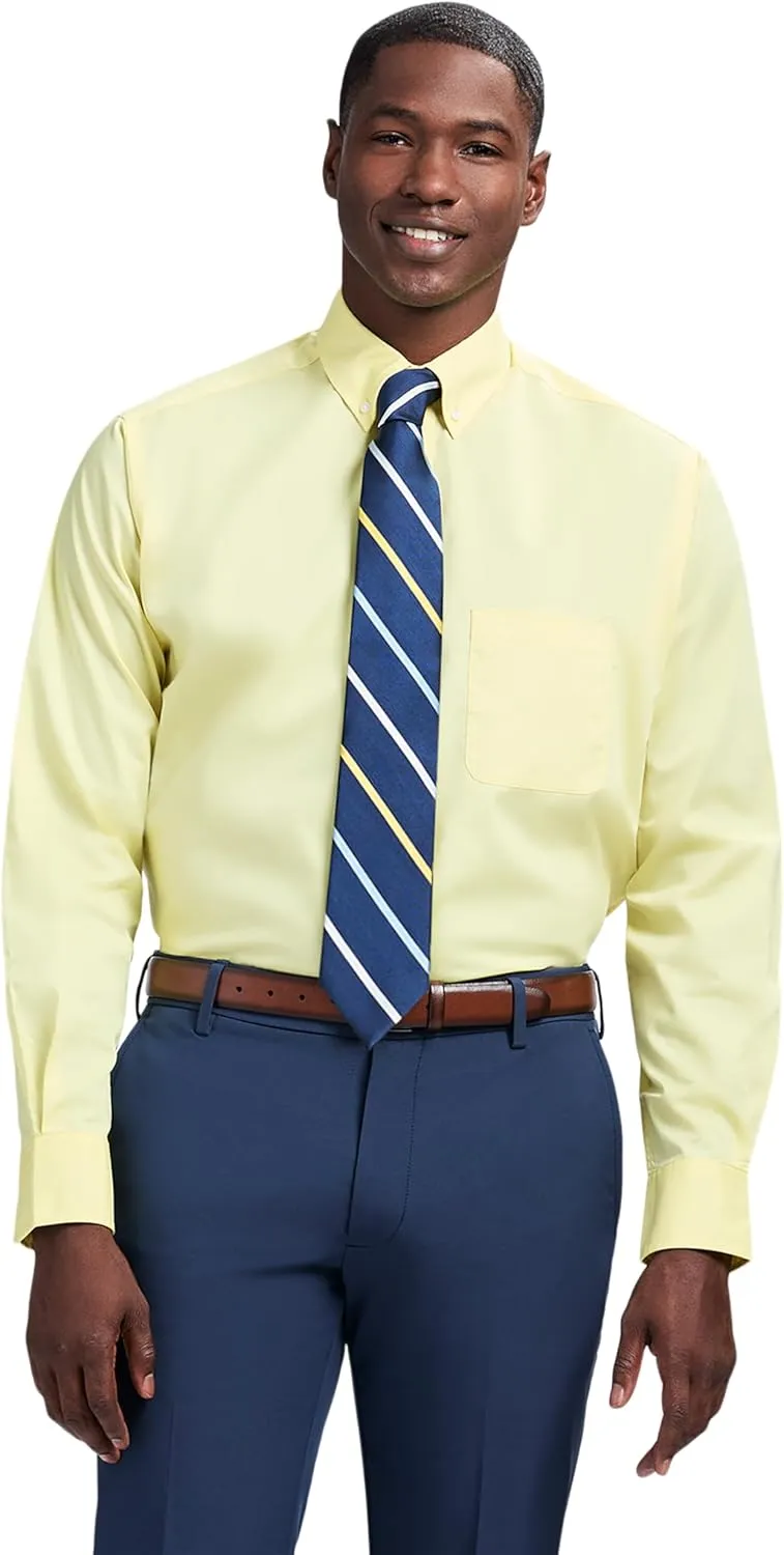 IZOD Men's Dress Shirt Regular Fit Long Sleeve Wrinkle Free Stretch Button Down Collar