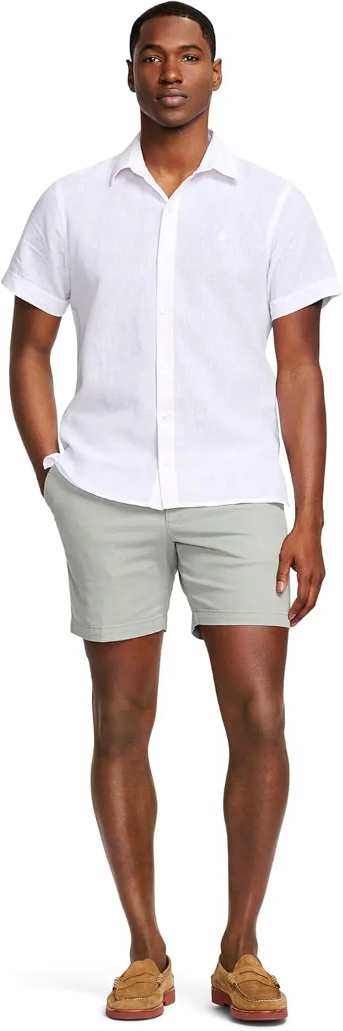 IZOD Men's Linen Button Down Short Sleeve Shirt
