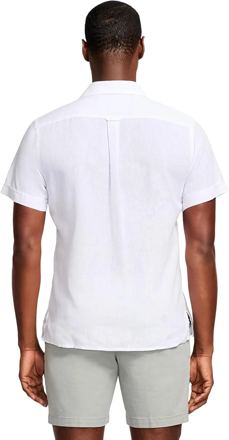 IZOD Men's Linen Button Down Short Sleeve Shirt