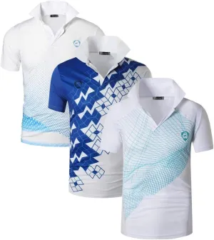 jeansian Men's 3 Packs Ourdoor Sport Quick Dry Polo T-Shirt Tee Tshirt Golf Tennis Bowling Fit LSL195