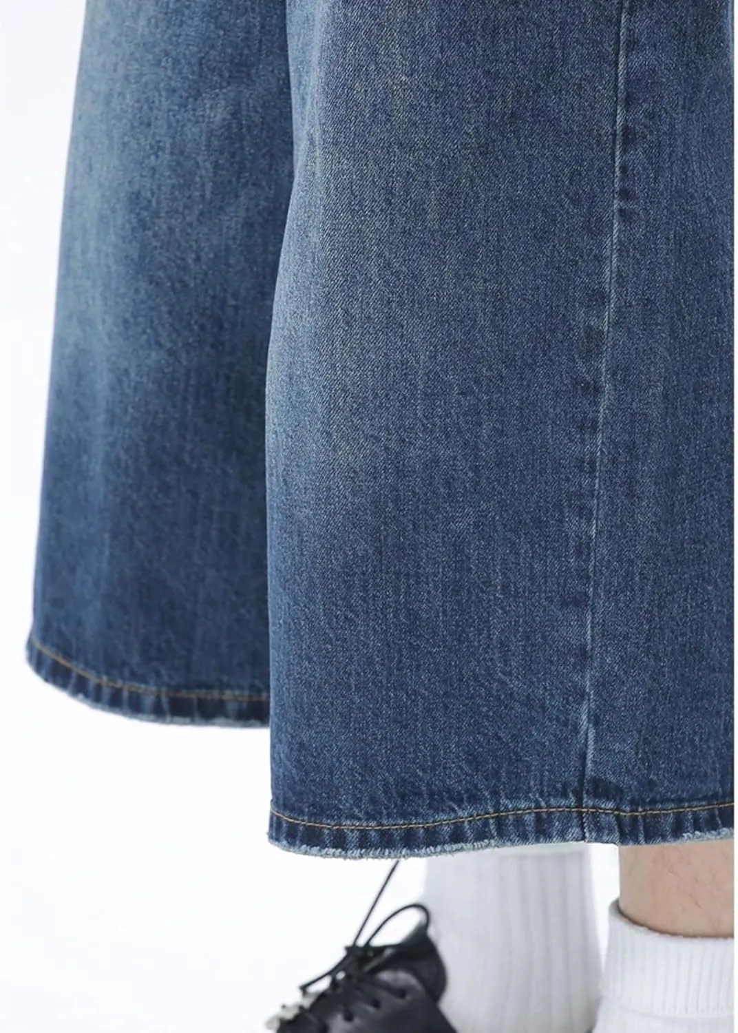 Jorts Women's & Men's Black Denim Shorts Jean Shorts Y2k Style Long Jorts Wide Leg Baggy with Pockets