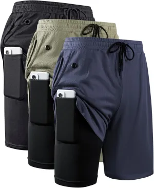 JWJ Men's 2 in 1 Workout Running Shorts 7 Inch Lightweight Athletic Gym Shorts with Compression Liner
