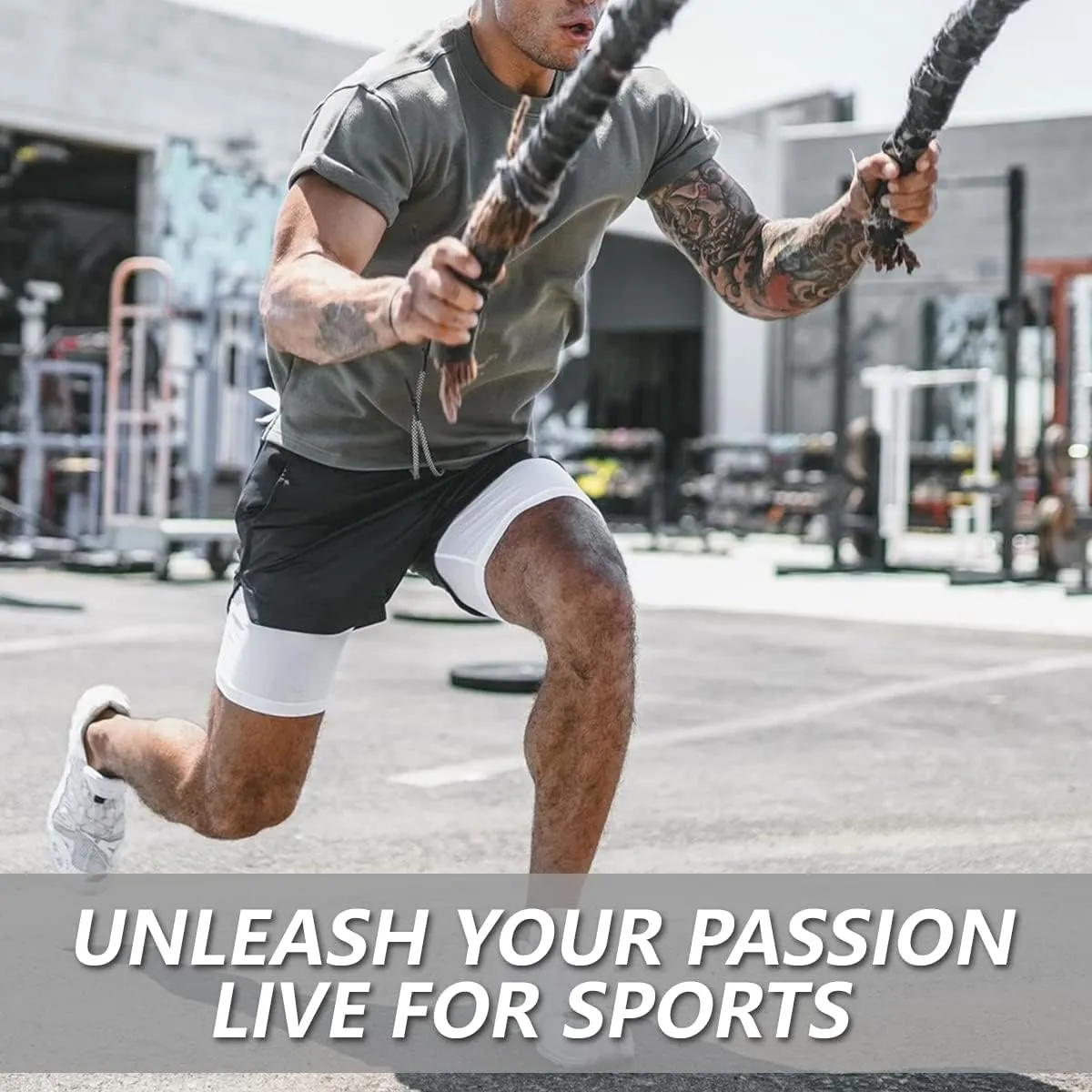 JWJ Men's 2 in 1 Workout Running Shorts 7 Inch Lightweight Athletic Gym Shorts with Compression Liner