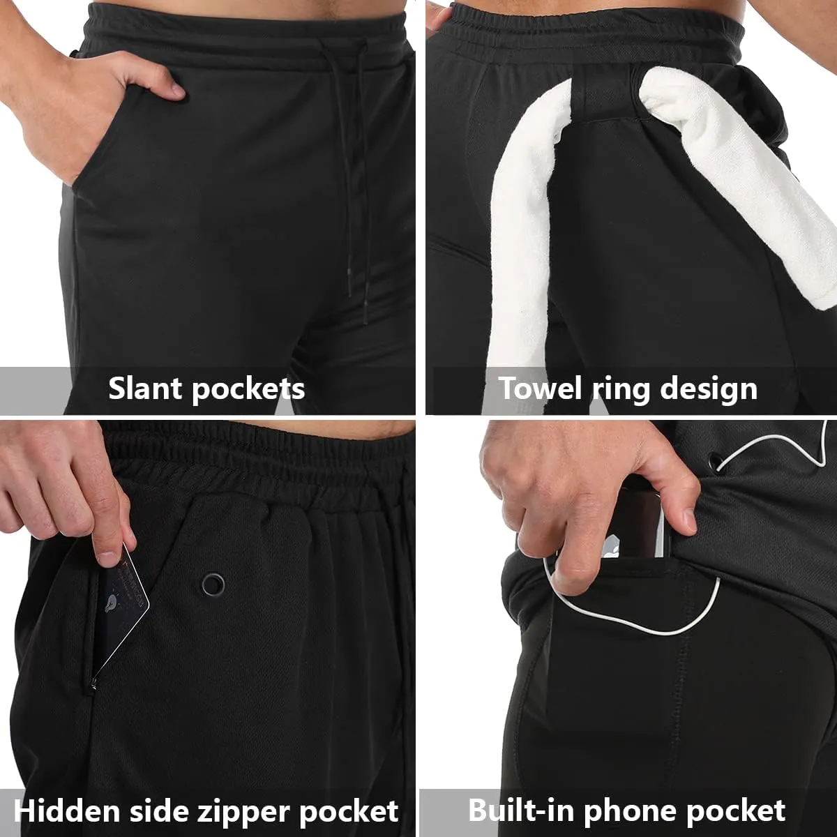 JWJ Men's 2 in 1 Workout Running Shorts 7 Inch Lightweight Athletic Gym Shorts with Compression Liner