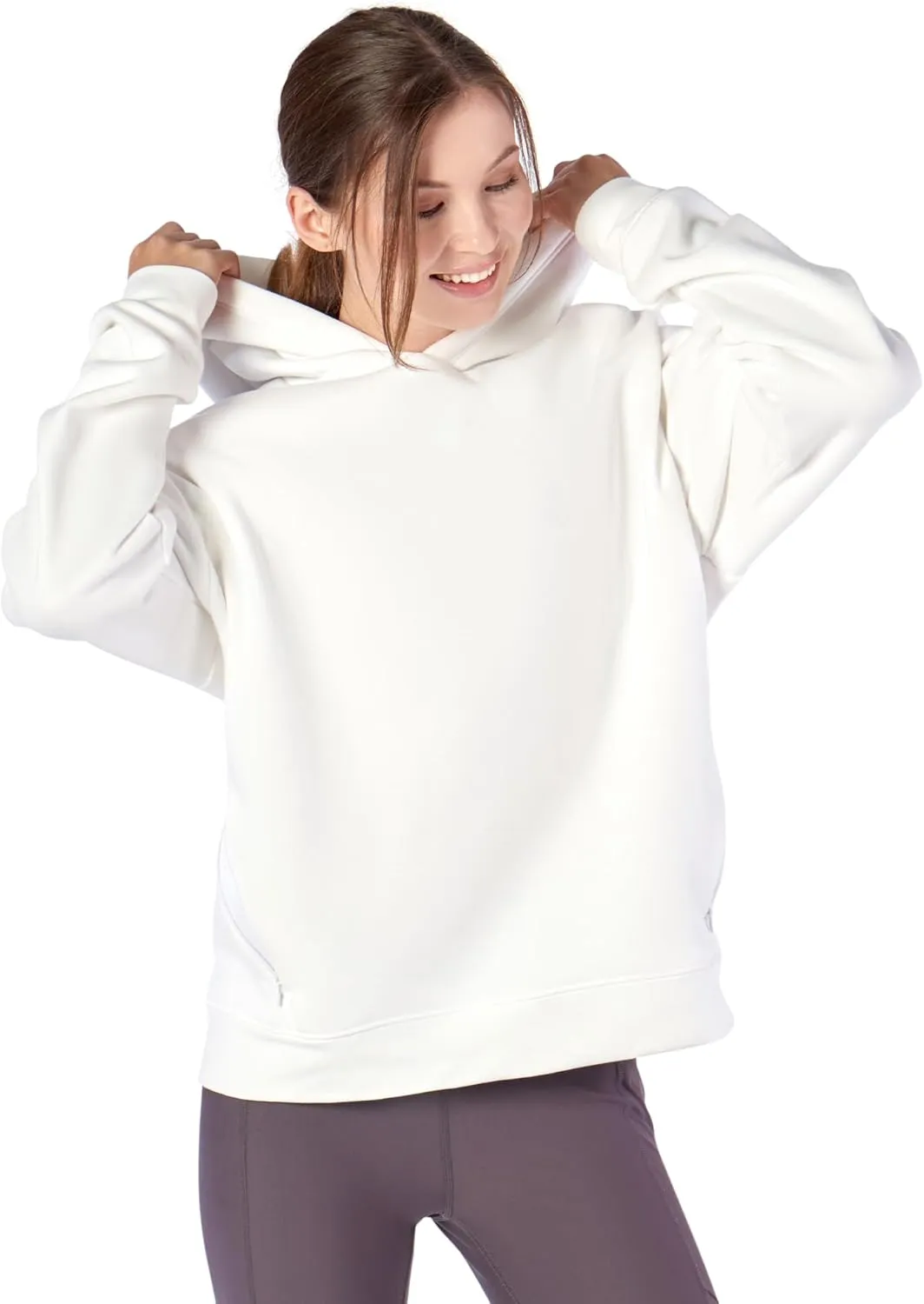 KADI Women's Hoodie, Oversized Fleece Long Sleeve Basic Pullover Sweatshirt with Zipper Pockets