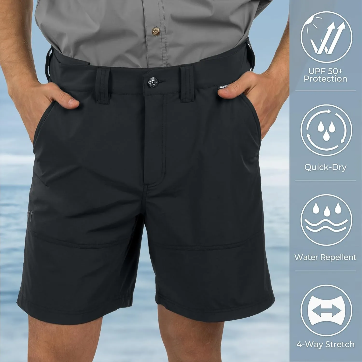 KastKing Cool Caster Men's Fishing Shorts, UPF 50  Hiking Shorts, 10.5 and 7.5 Available, Water Repellent, 4-Way Stretch