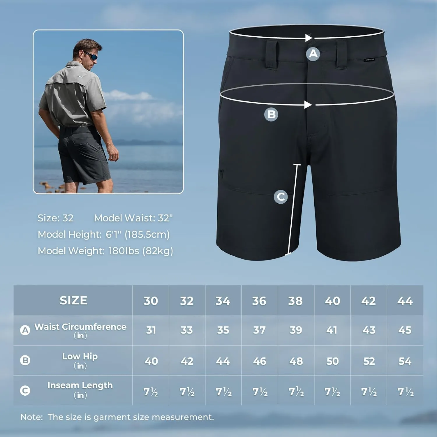 KastKing Cool Caster Men's Fishing Shorts, UPF 50  Hiking Shorts, 10.5 and 7.5 Available, Water Repellent, 4-Way Stretch
