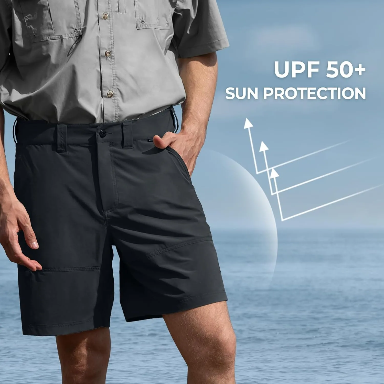 KastKing Cool Caster Men's Fishing Shorts, UPF 50  Hiking Shorts, 10.5 and 7.5 Available, Water Repellent, 4-Way Stretch