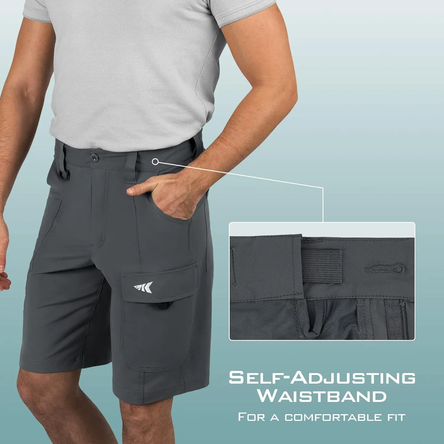 KastKing Rekon Men's Fishing Cargo Shorts, Quick Dry Casual Hiking Shorts for Men, Travel Golf Camping Tactical