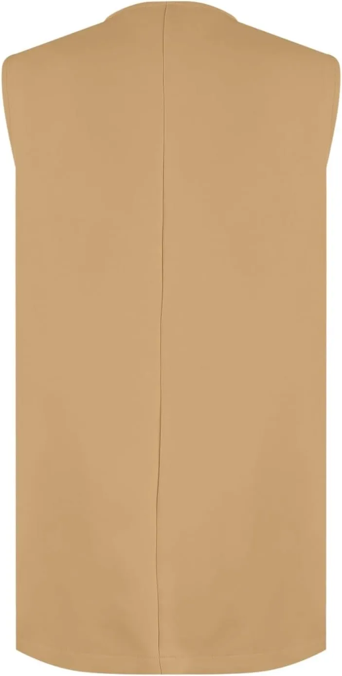 KIKX0DE Women Fall Fashion Sleeveless Blazer Jackets Lightweight Single Button Waistcoat Open Front Work Office Vest Top