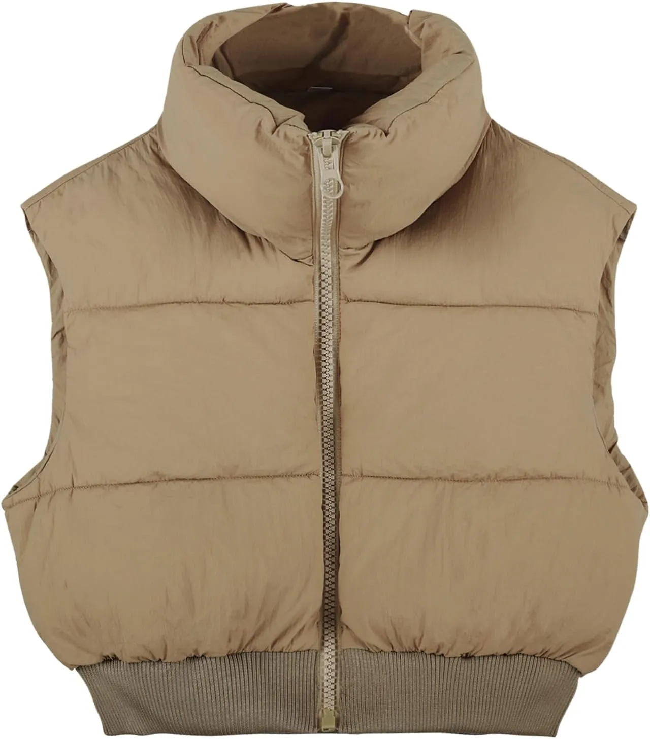 Kissonic Women's Padded Down Vest Puffer Stand Collar Zip Up Crop Sleeveless Jacket