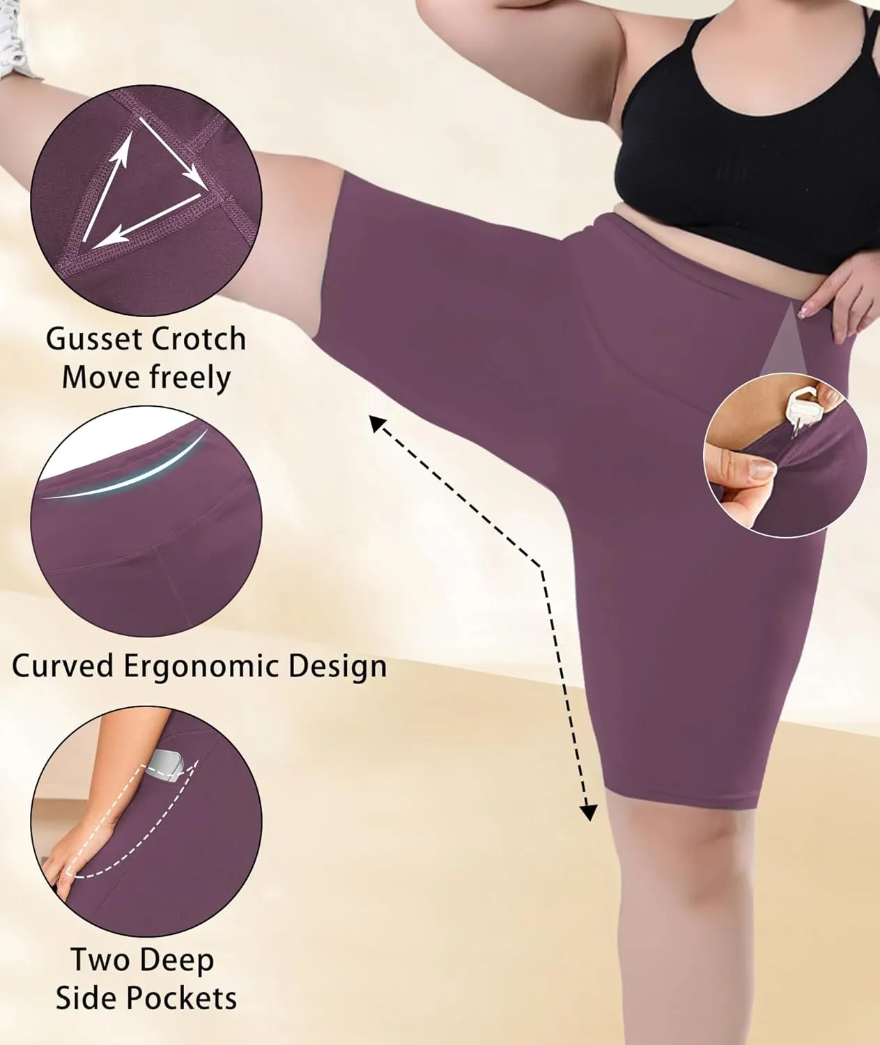 LALAGEN Women Plus Size Biker Shorts with Pockets - Tummy Control Gym Workout Running Yoga Volleyball Athletic Shorts