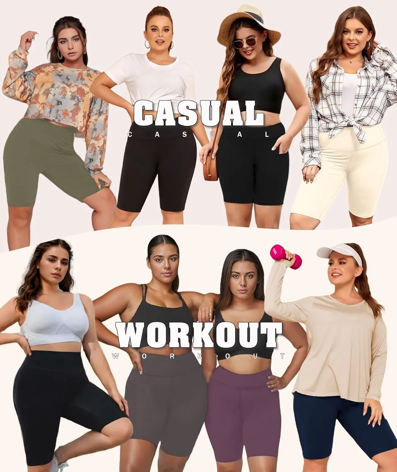 LALAGEN Women Plus Size Biker Shorts with Pockets - Tummy Control Gym Workout Running Yoga Volleyball Athletic Shorts