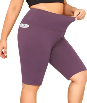 LALAGEN Women Plus Size Biker Shorts with Pockets - Tummy Control Gym Workout Running Yoga Volleyball Athletic Shorts