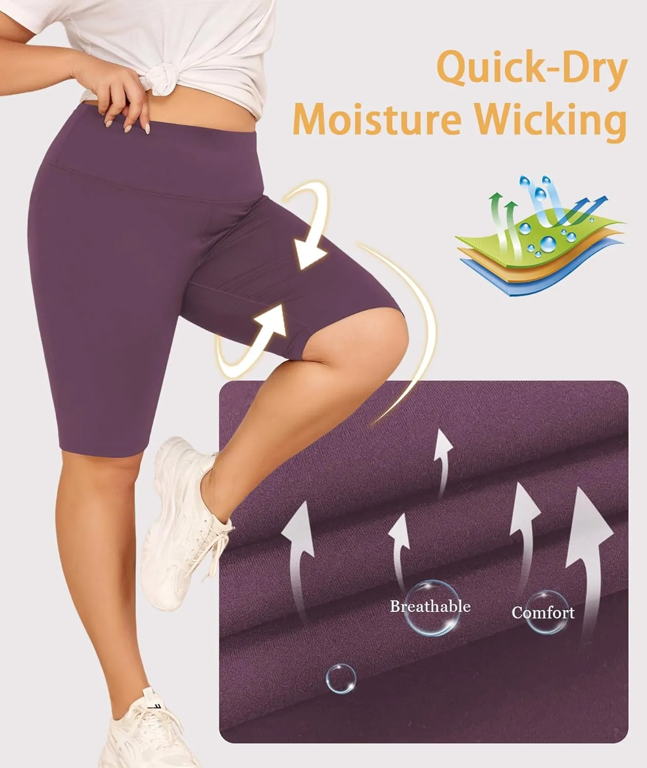 LALAGEN Women Plus Size Biker Shorts with Pockets - Tummy Control Gym Workout Running Yoga Volleyball Athletic Shorts