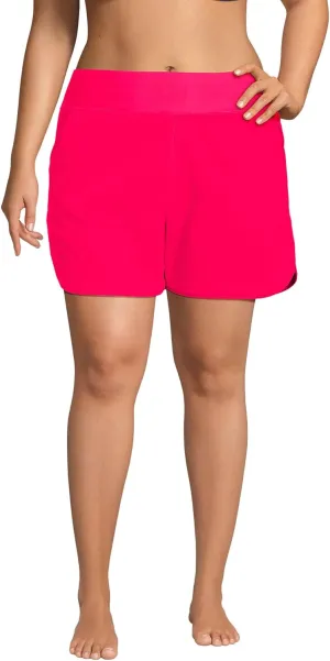 Lands' End Women's 5" Quick Dry Elastic Waist Board Shorts Swim Cover-up Shorts with Panty