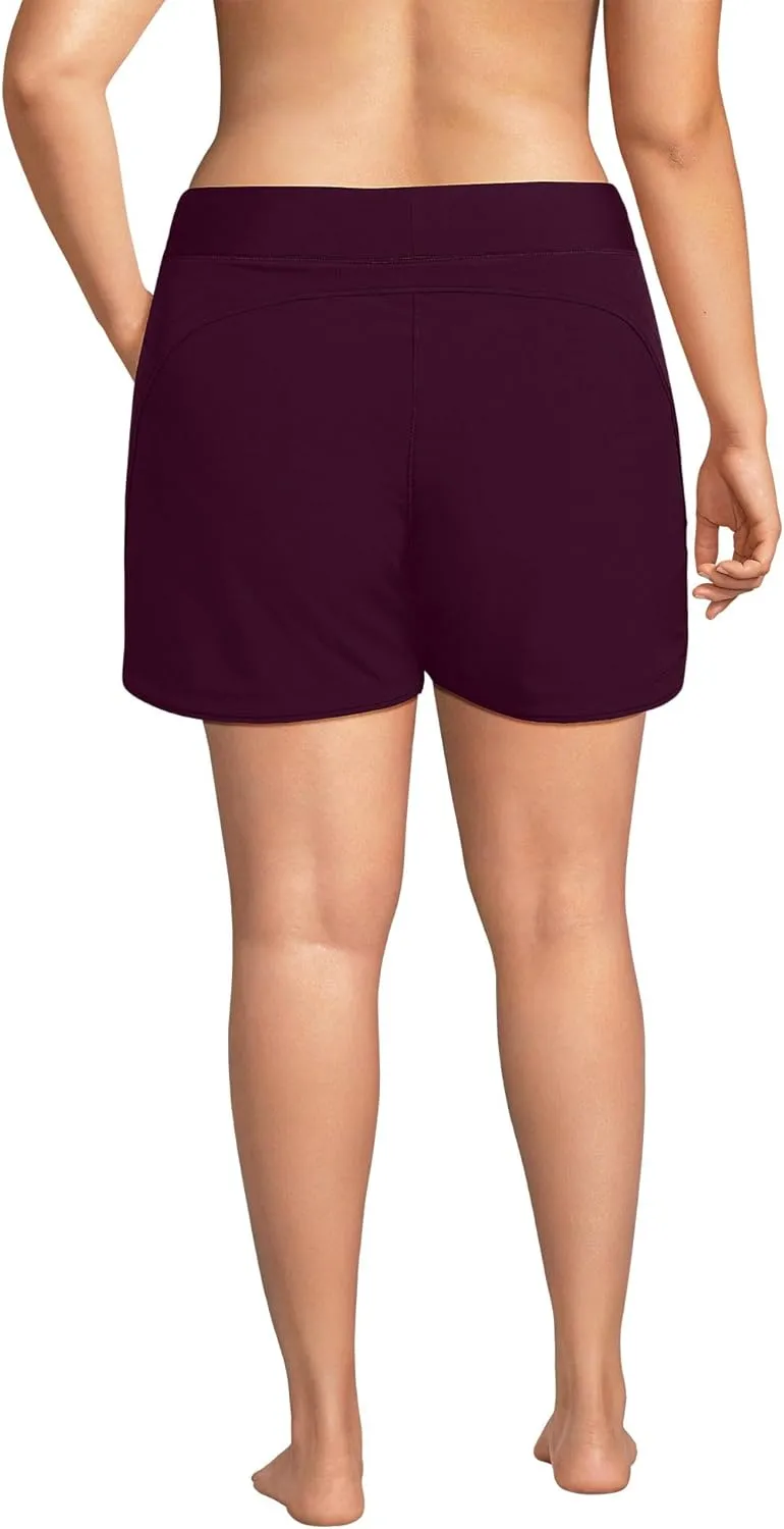 Lands' End Women's 5" Quick Dry Elastic Waist Board Shorts Swim Cover-up Shorts with Panty