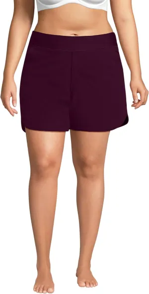 Lands' End Women's 5" Quick Dry Elastic Waist Board Shorts Swim Cover-up Shorts with Panty