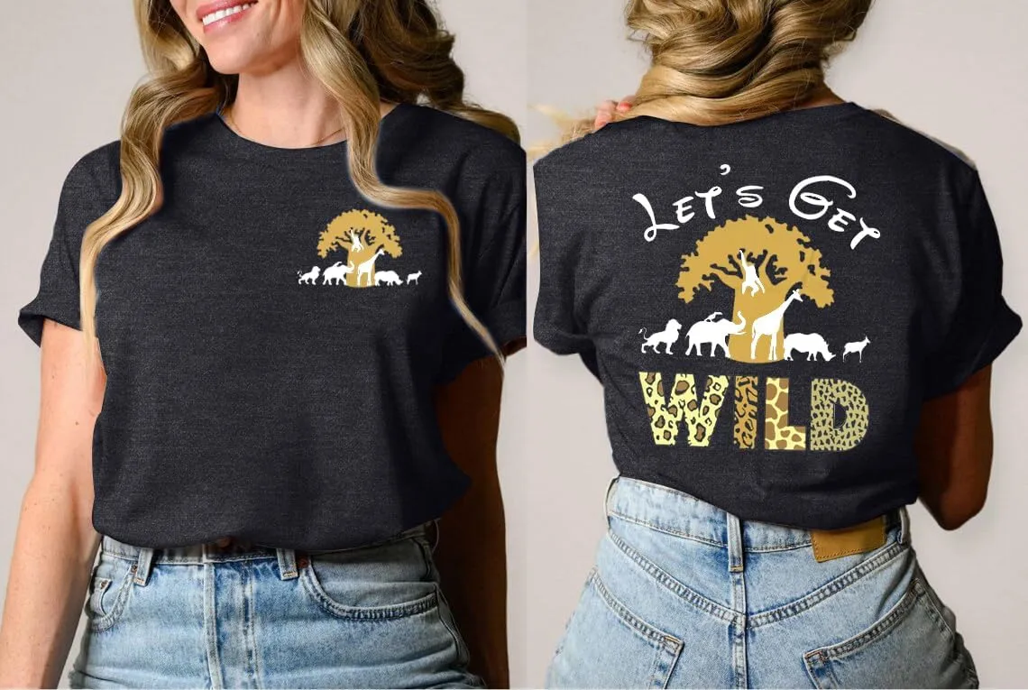 Lets Get Wild Shirts Women Animal Kingdom Shirt Family Safari Trip Tshirts Cute Zoo World Short Sleeve Tee