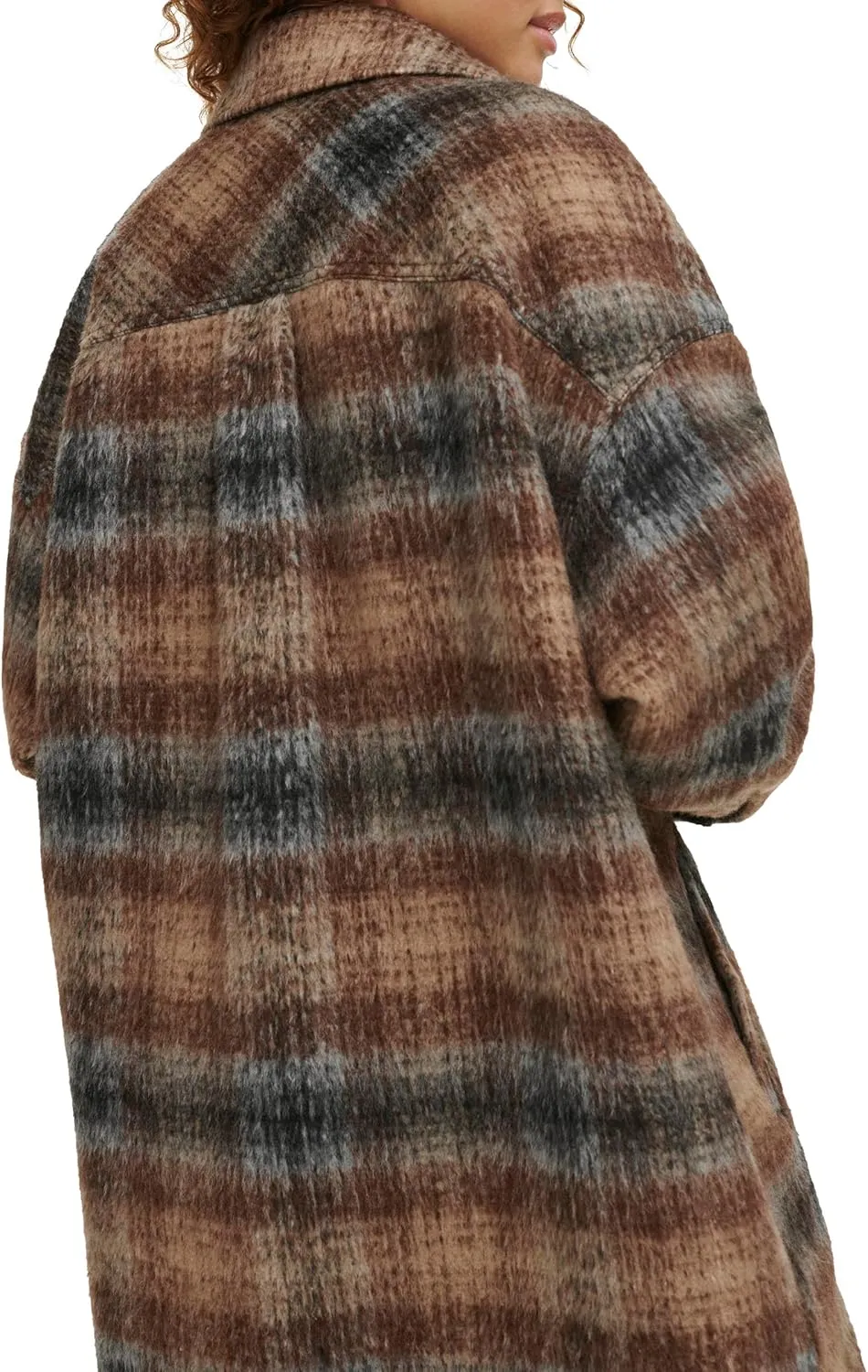Levi's Women's Long Plaid Flannel Shirt Jacket