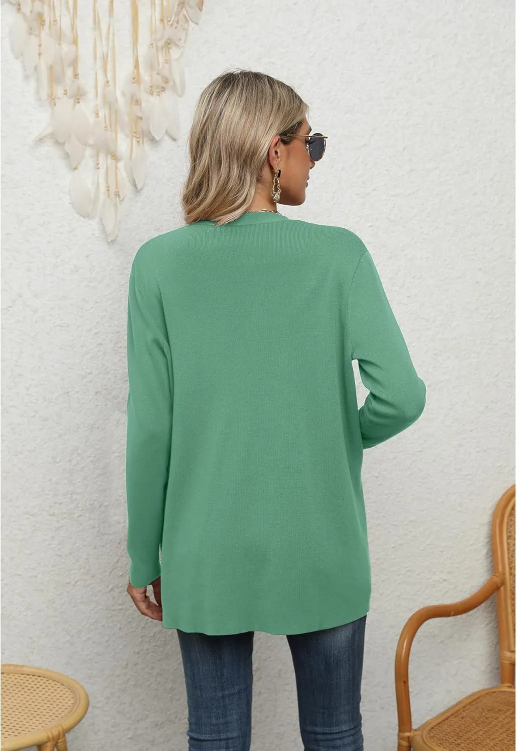 LILBETTER Womens Casual Lightweight Long Sleeve Open Front Cardigan Sweaters with Pockets