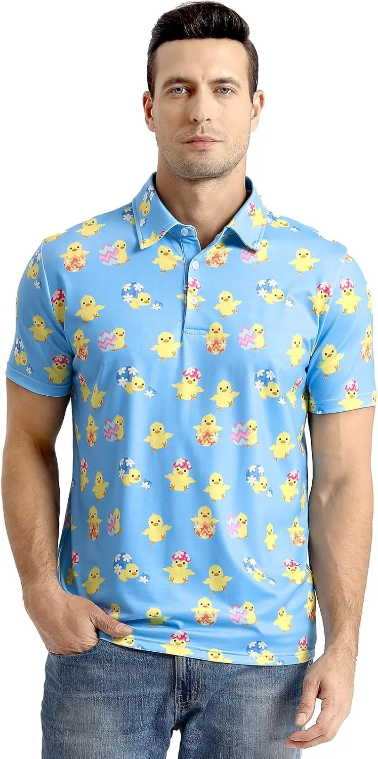 LINOCOUTON Men's Easter Day Short Sleeve Golf Polo Shirt