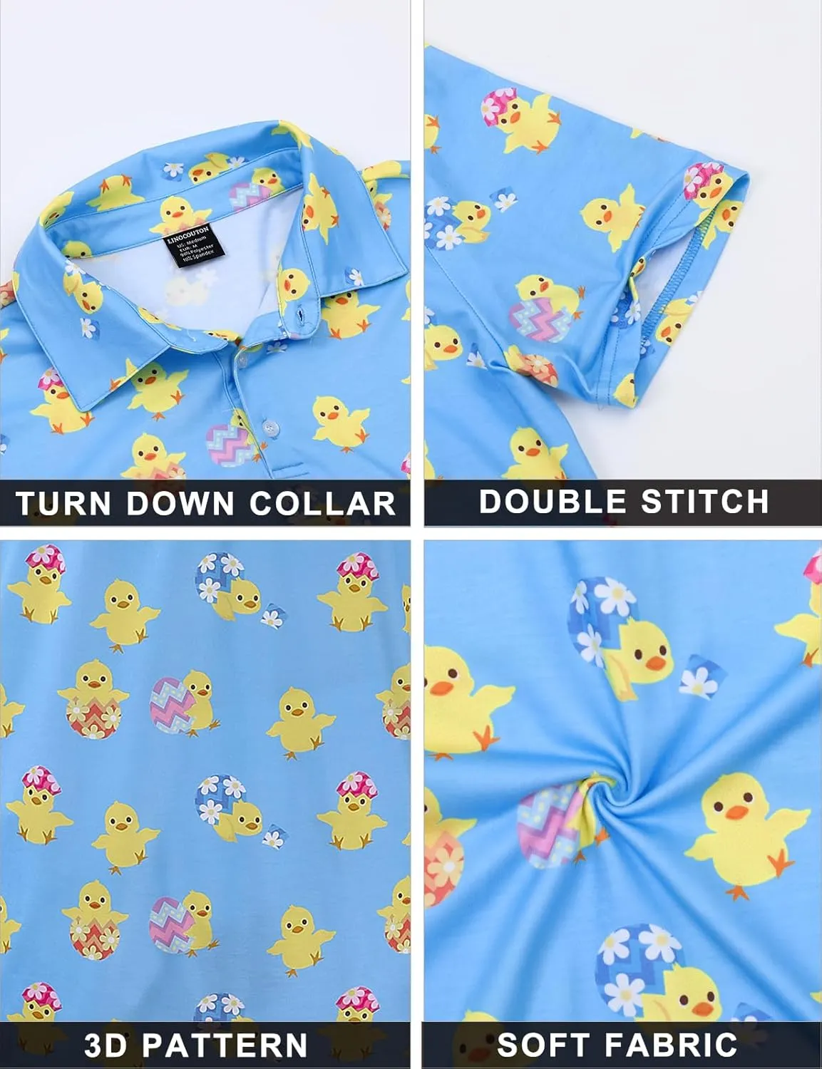 LINOCOUTON Men's Easter Day Short Sleeve Golf Polo Shirt