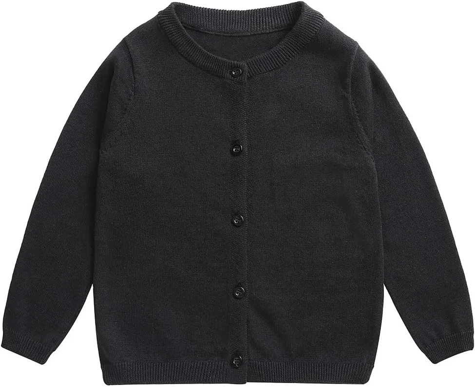 Little Girl Knit Cardigan Sweater - Toddler Button Down School Uniforms Cardigan