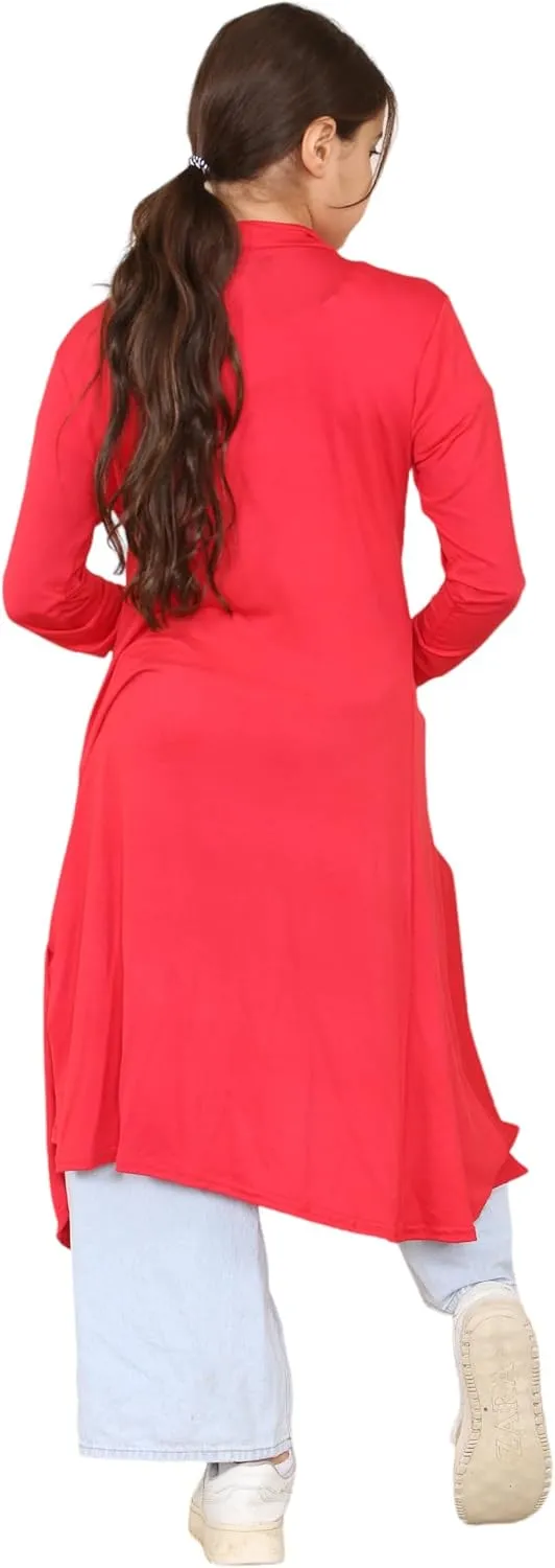 Loxdonz Kids Long Open Front Cardigan Coverup Boyfriend Cardigan Sweater for Girl's Beach Cover ups Kimono Maxi Duster