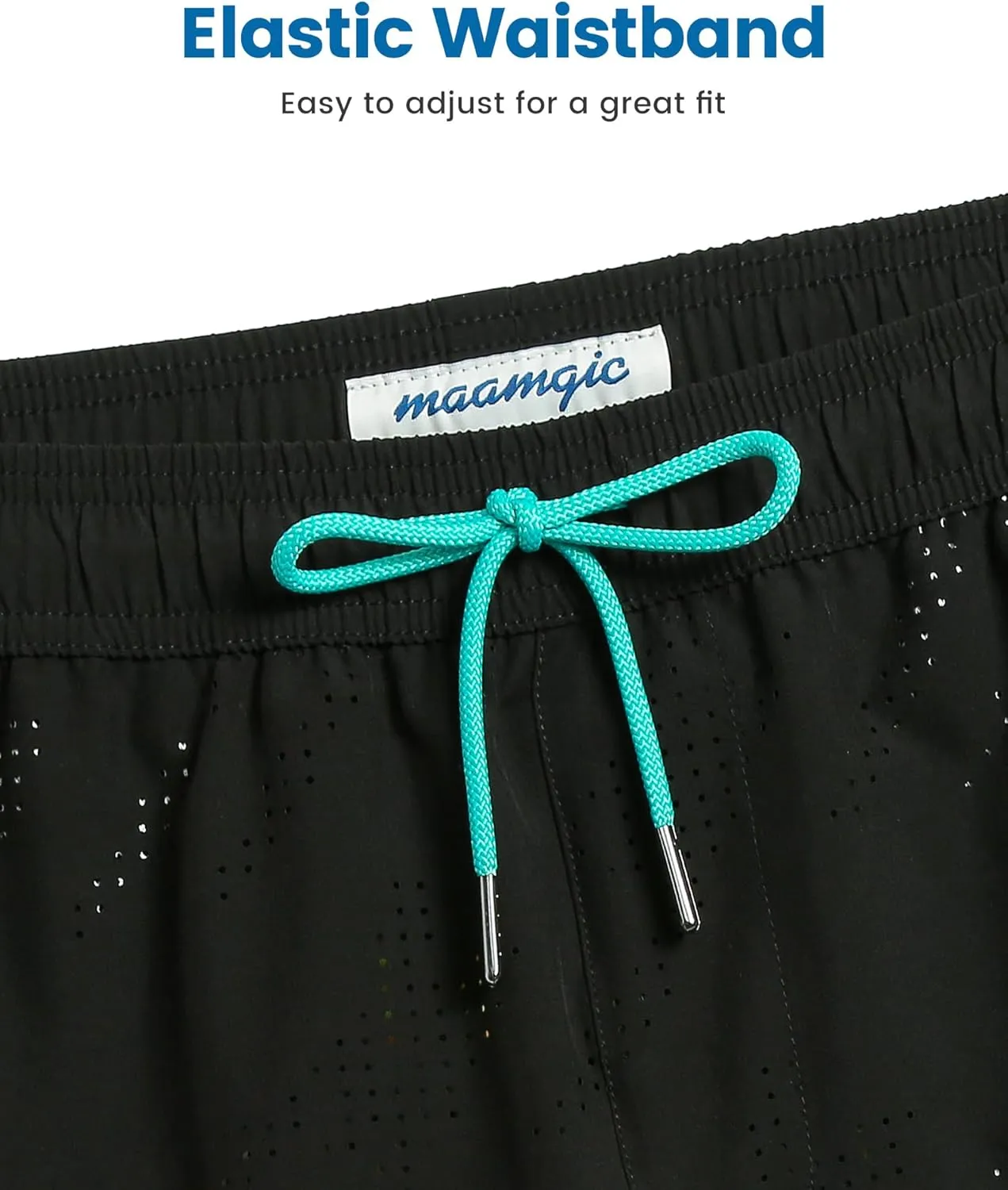 maamgic Mens Swim Trunks with Compression Liner 5 Inch Inseam Quick Dry Board Shorts with Zipper Pockets Swimming Shorts
