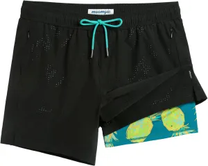 maamgic Mens Swim Trunks with Compression Liner 5 Inch Inseam Quick Dry Board Shorts with Zipper Pockets Swimming Shorts