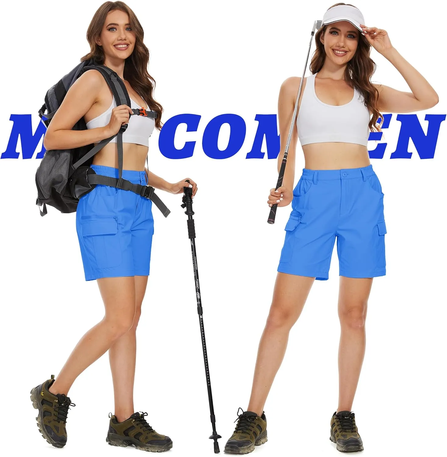 MAGCOMSEN Women's 7" Hiking Golf Shorts 6 Pockets Lightweight Quick Dry Outdoor Casual Cargo Shorts Water Resistant