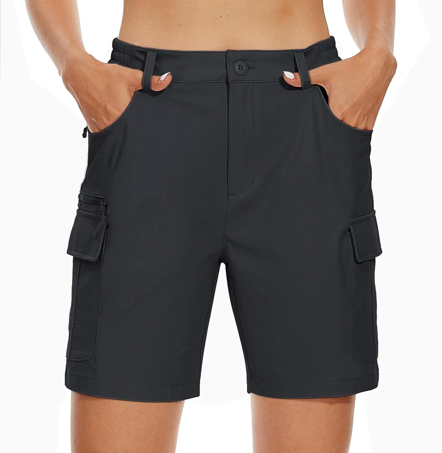 MAGCOMSEN Women's 7" Hiking Golf Shorts 6 Pockets Lightweight Quick Dry Outdoor Casual Cargo Shorts Water Resistant