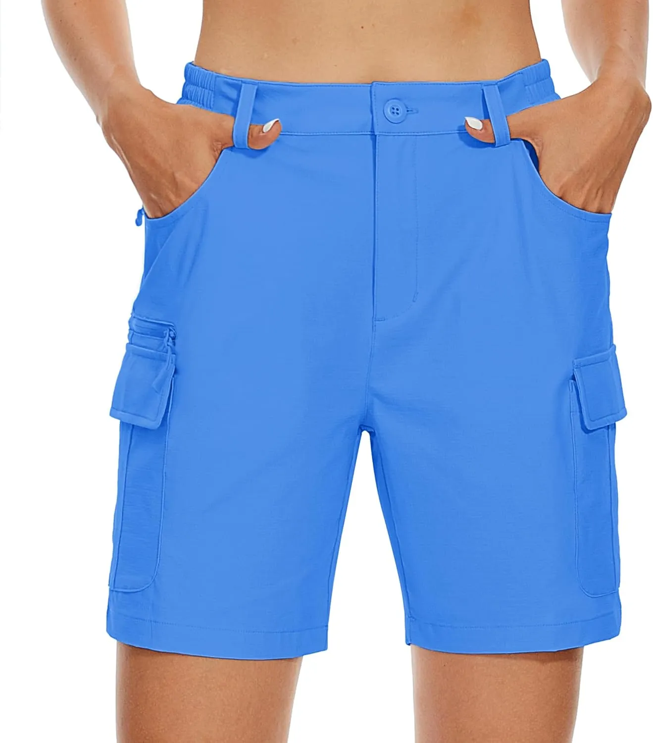 MAGCOMSEN Women's 7" Hiking Golf Shorts 6 Pockets Lightweight Quick Dry Outdoor Casual Cargo Shorts Water Resistant