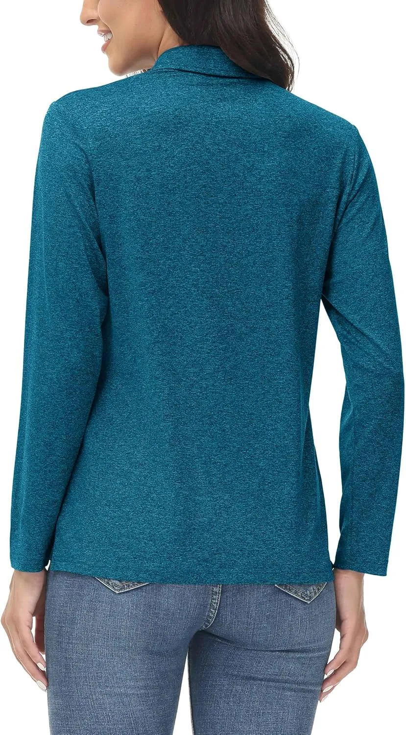MAGCOMSEN Women's Golf Long Sleeve Polo Shirt UPF50  Sun Protection Workout Tops Quick Dry Tee
