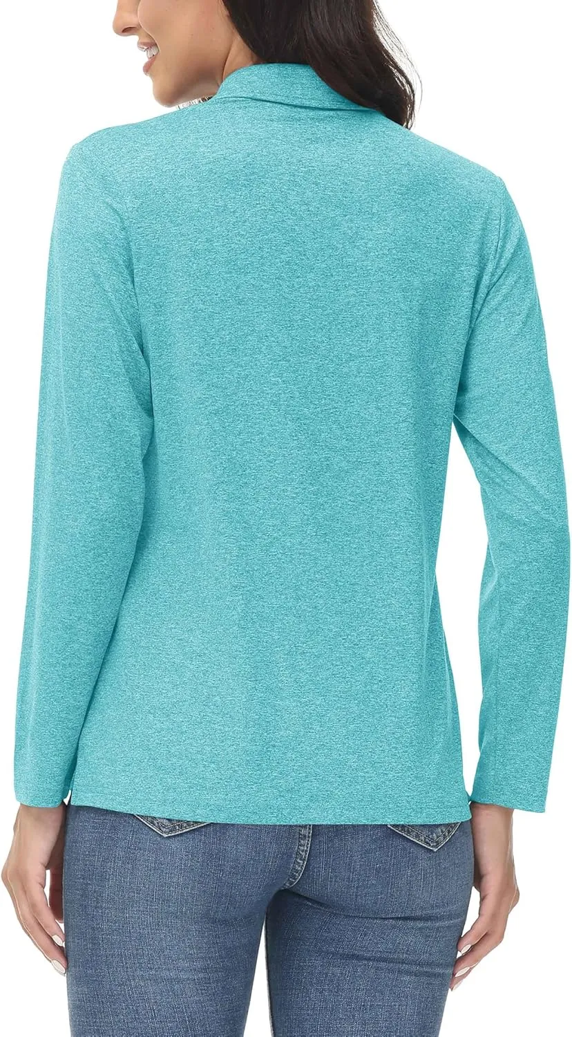 MAGCOMSEN Women's Golf Long Sleeve Polo Shirt UPF50  Sun Protection Workout Tops Quick Dry Tee