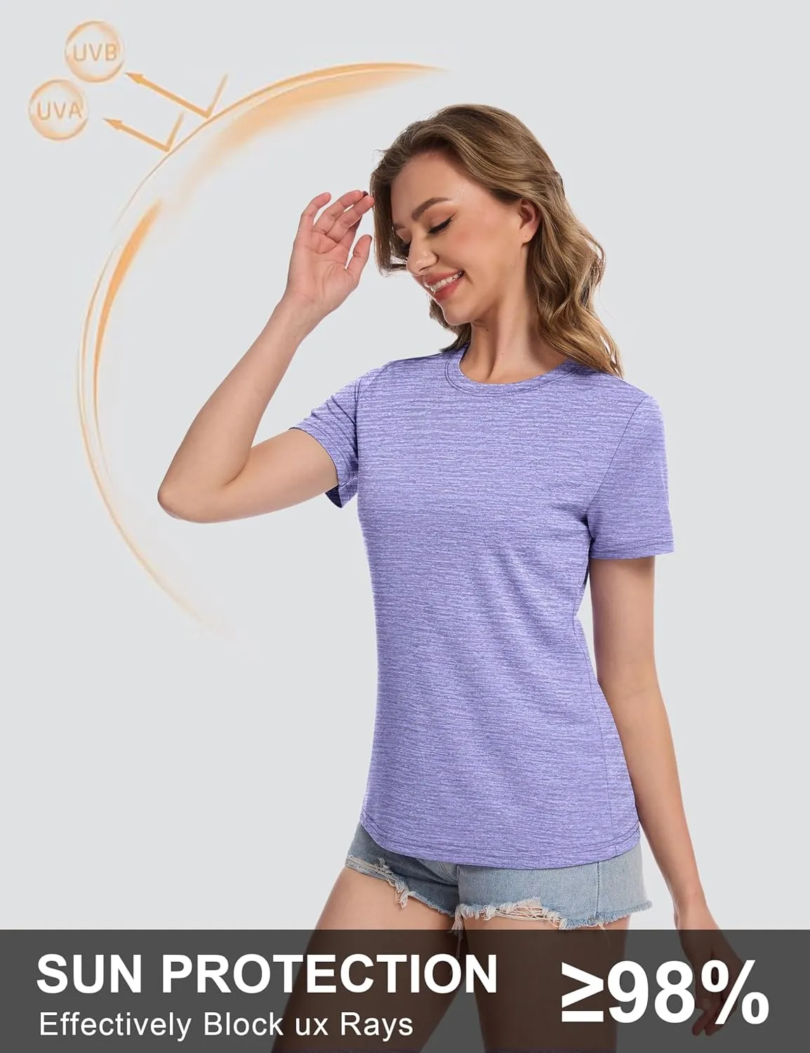 MAGCOMSEN Women's Short Sleeve T Shirts UPF 50  Sun Protection Athletic Running Workout Tee Tops