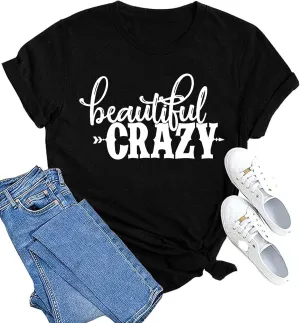 MAIHUN Beautiful Crazy Shirts Women Country Music Tshirt Funny Letter Printed Tee Casual Short Sleeve Tops