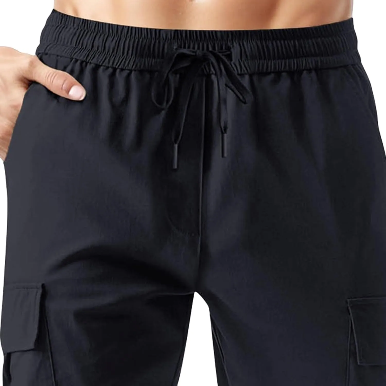 Men Cargo Tapered Hiking Jogger Chino Cargo Outdoor Sweatpants Workout Elastic Waist Athletic Jogging