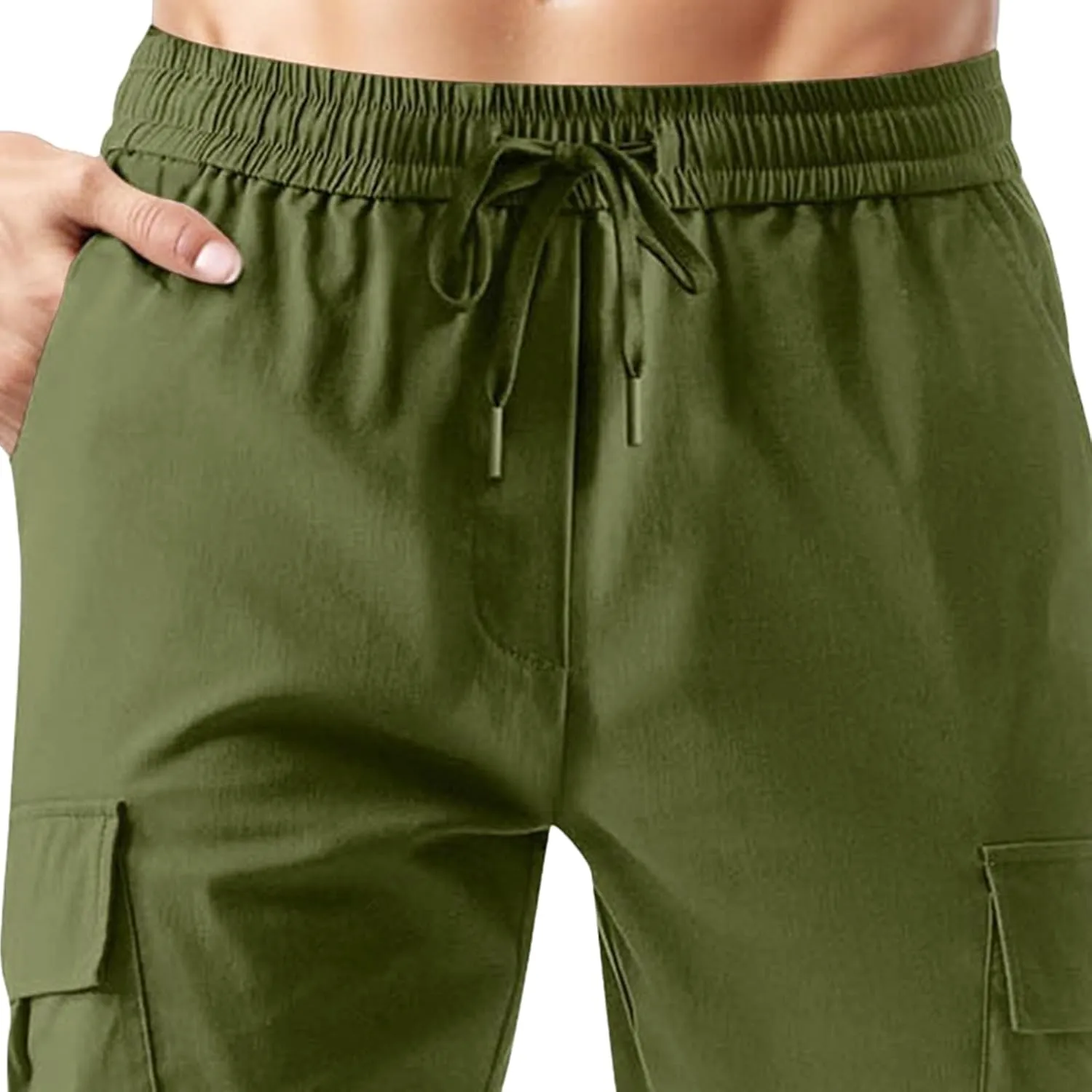 Men Cargo Tapered Hiking Jogger Chino Cargo Outdoor Sweatpants Workout Elastic Waist Athletic Jogging