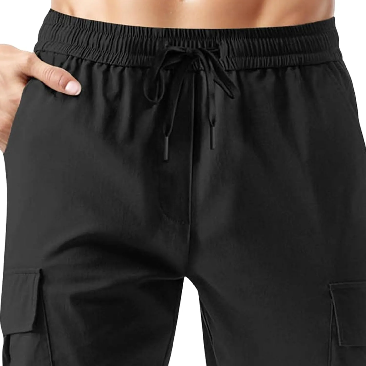 Men Cargo Tapered Hiking Jogger Chino Cargo Outdoor Sweatpants Workout Elastic Waist Athletic Jogging