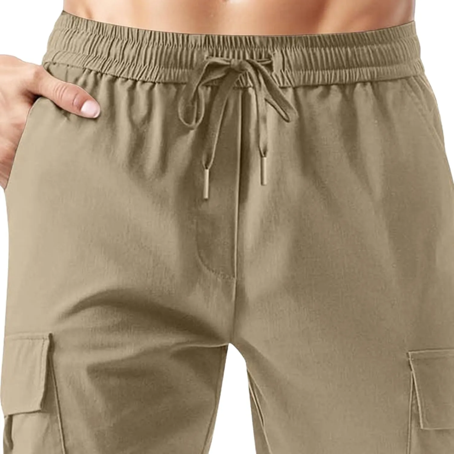 Men Cargo Tapered Hiking Jogger Chino Cargo Outdoor Sweatpants Workout Elastic Waist Athletic Jogging