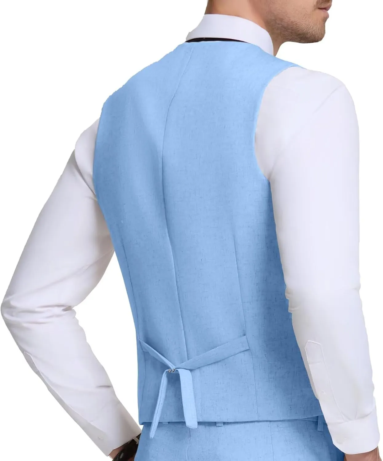 Men Linen Vest Casual Suit Vests Regular Fit Beach Wedding Waistcoat For Mens Groomsmen Party Dress Vest