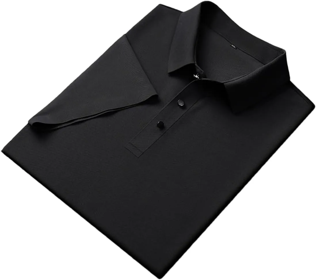 Men Polo Shirts Classic Short Sleeve Tee Breathable Cooling Quick Dry Nylon Golf T-Shirt