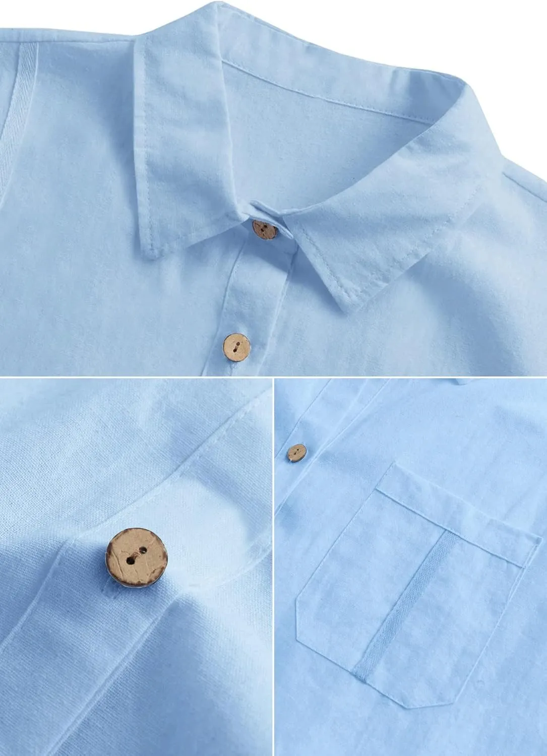 Mens Beach Linen Shirts Short Sleeve Cuban Button Down Casual Summer T Shirt Guayabera Hawaiian Tee Loose Fit Tops