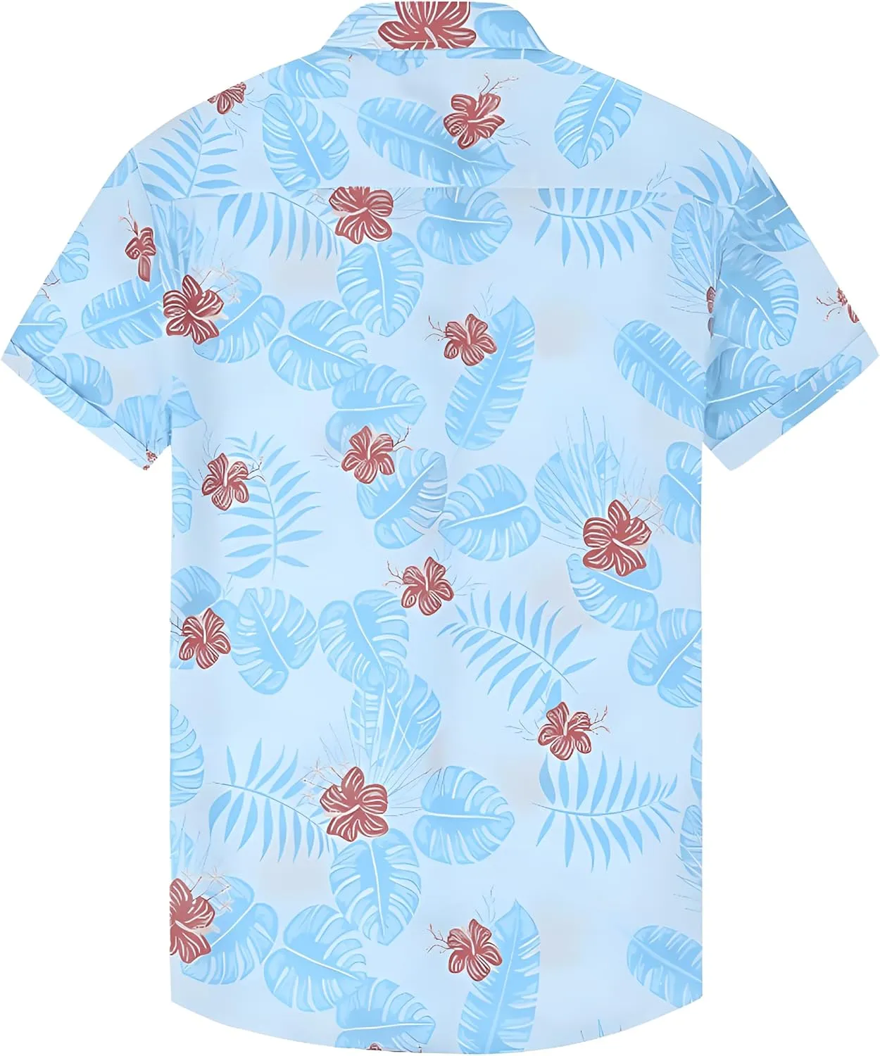 Men's Casual Button-Down Shirts, Tropical Short Sleeve Floral Printed Beach Hawaiian Shirt for Men Holiday
