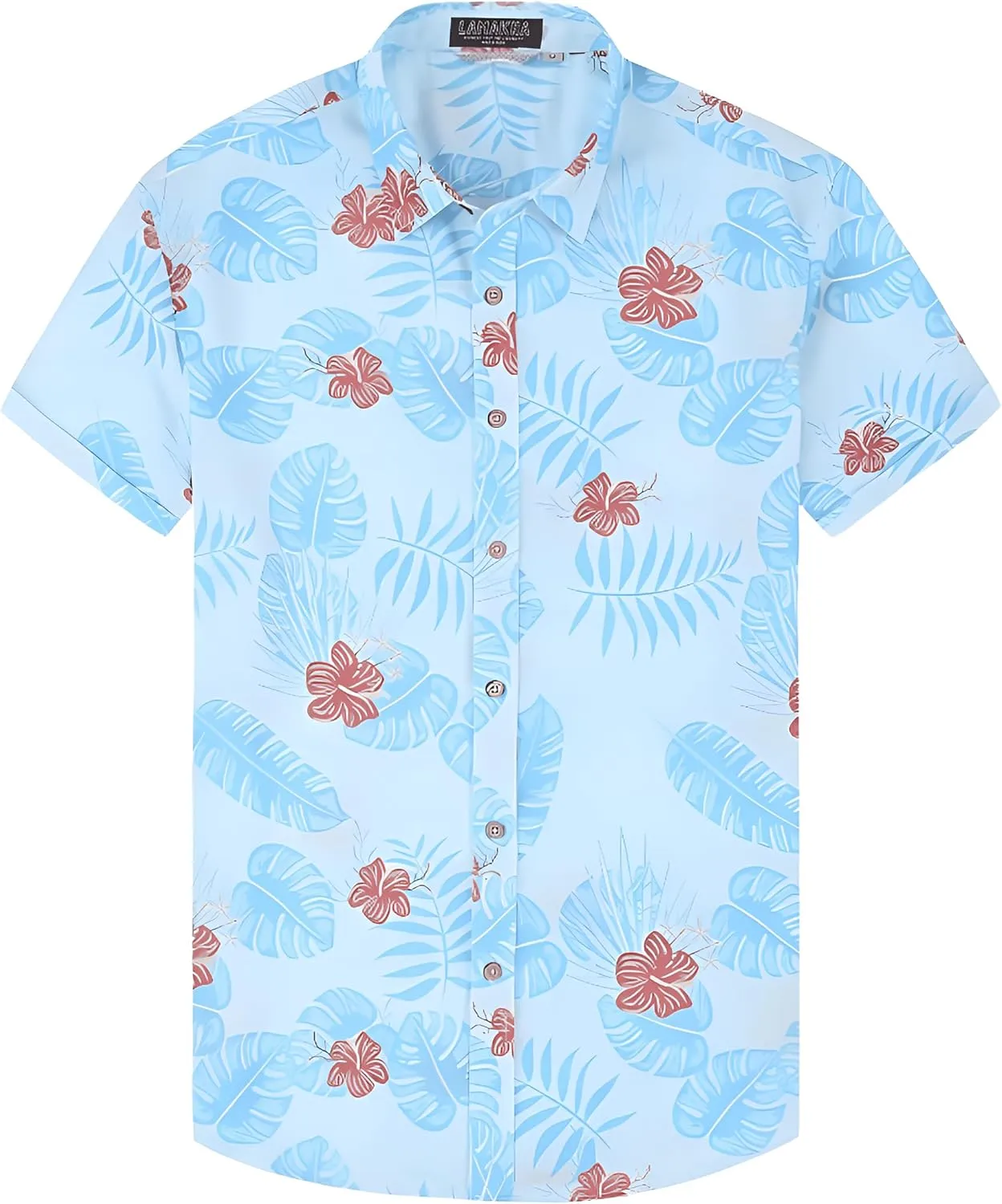 Men's Casual Button-Down Shirts, Tropical Short Sleeve Floral Printed Beach Hawaiian Shirt for Men Holiday
