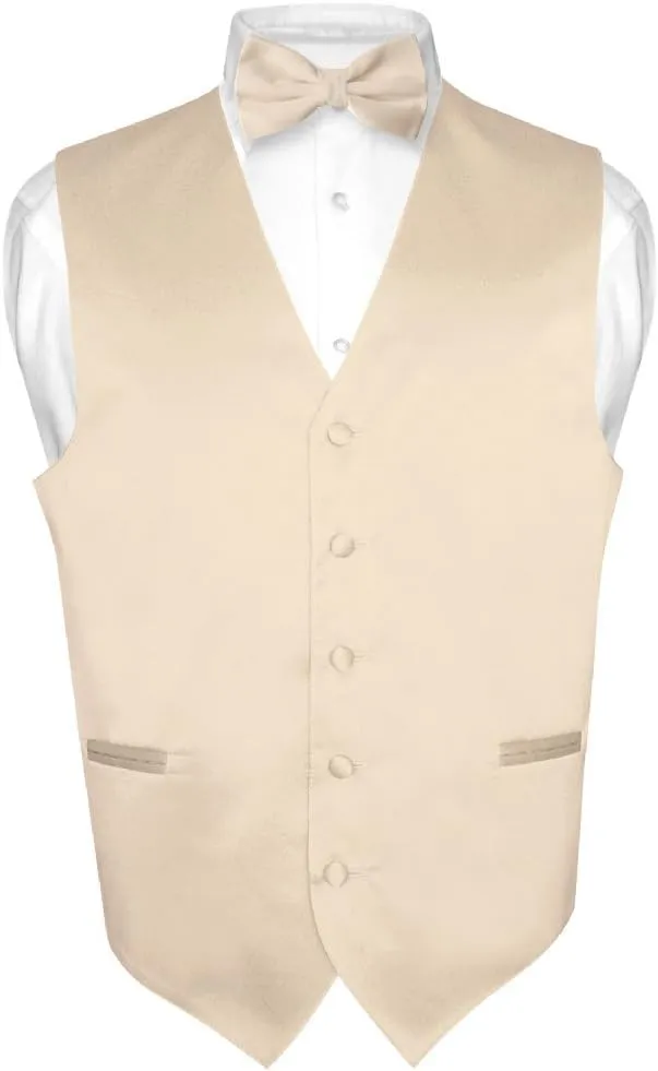Men's Dress Vest & BowTie Solid PINK Color Bow Tie Set for Suit or Tuxedo