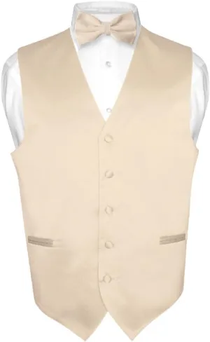Men's Dress Vest & BowTie Solid PINK Color Bow Tie Set for Suit or Tuxedo
