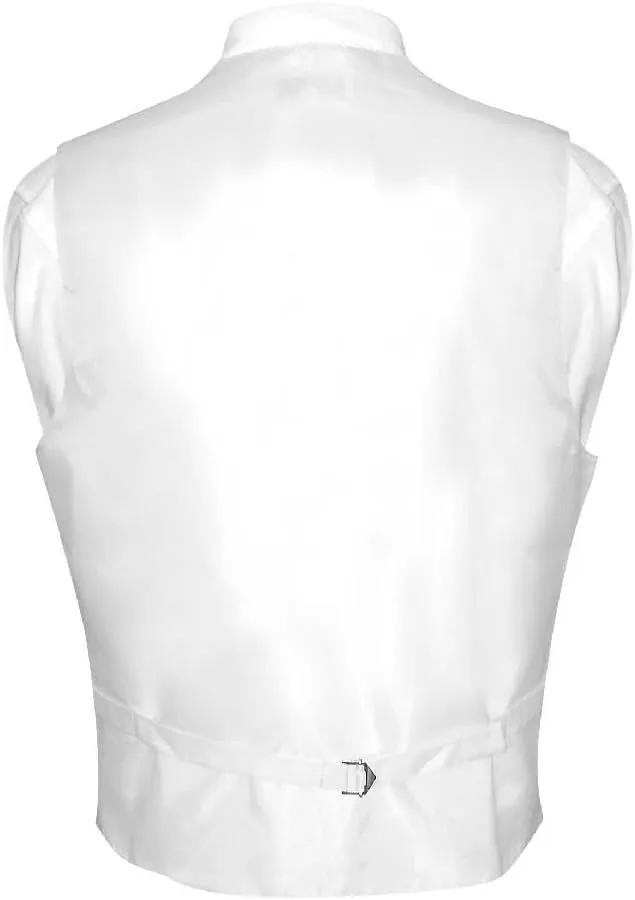Men's Dress Vest & NeckTie Solid WHITE Color Neck Tie Set for Suit or Tuxedo